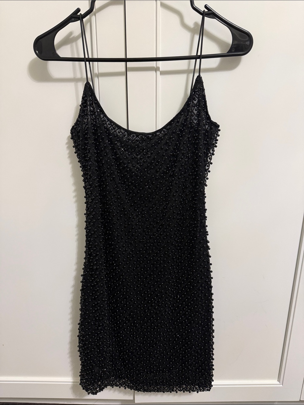 Oh Polly Sparkly Beaded Black Dress